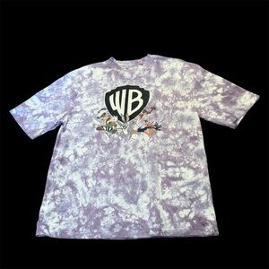 Looney Tunes Tie-Dye Graphic Tee Purple WB Logo SF Jeans Co Size L